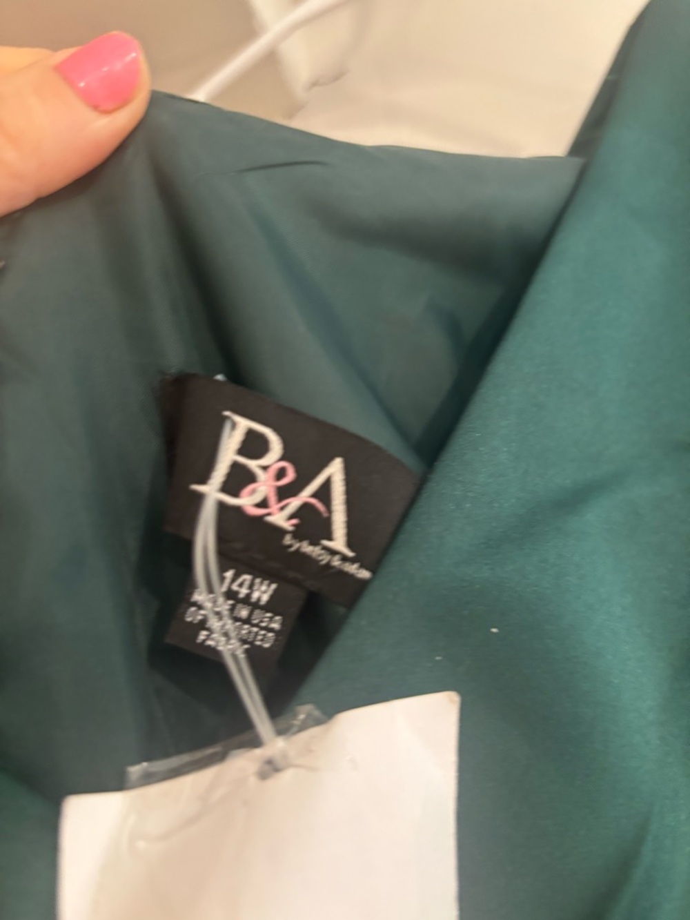 Betsy & Adam Emerald Green Satin V-Neck Maxi Dress SZ 14W - Picture 4 of 6